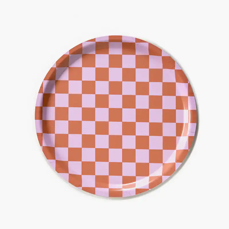 Plateau de service rond orange / rose Blu Kat