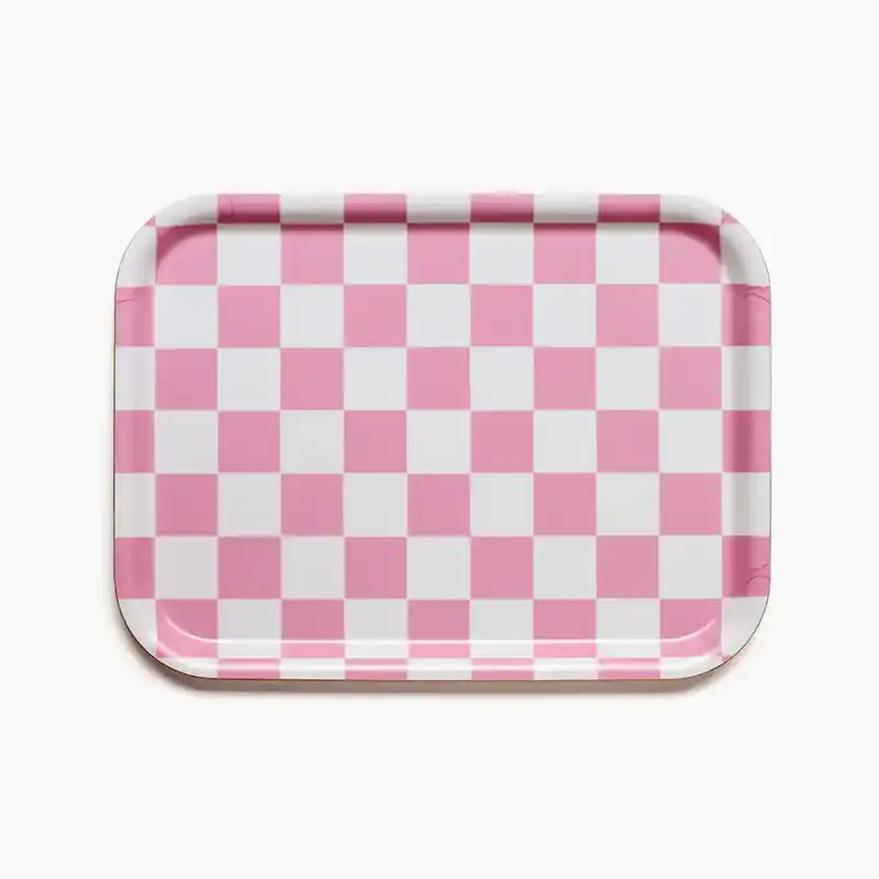 Plateau rectangulaire rose / crème Blu Kat