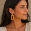 boucles-oreille-percéees-carrees-oranges Boucles d'oreilles pour oreilles percées carrées oranges Francine Bramli