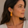 boucles-oreille-percees-rectangle-orange Boucles d'oreilles pour oreilles percées rectangles oranges Francine Bramli