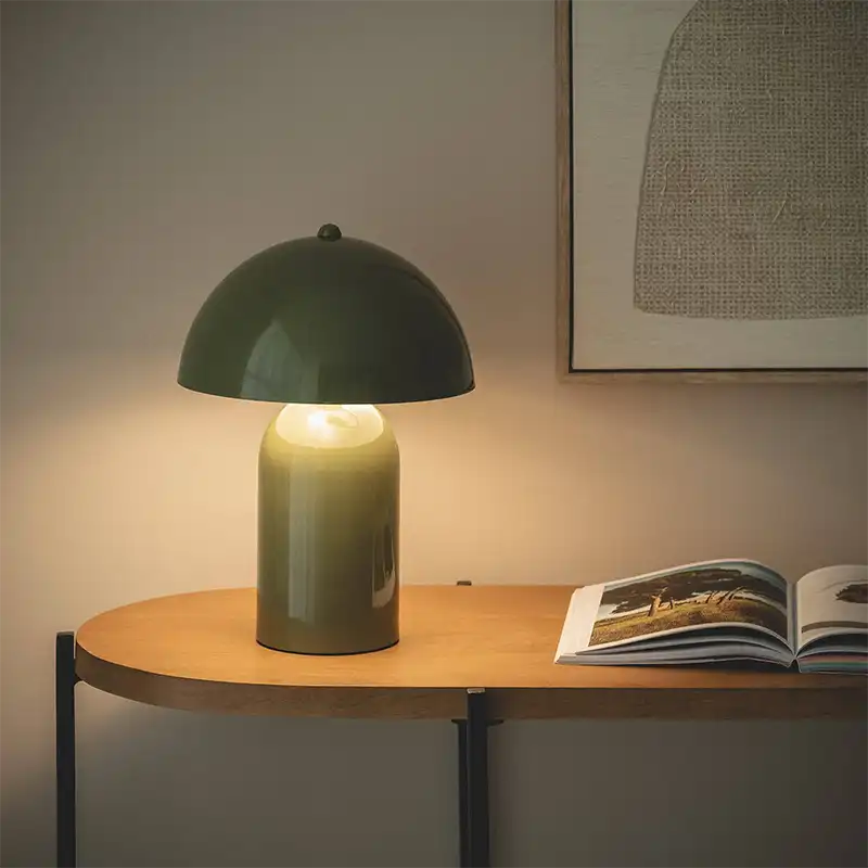 Lampe champignon verte. Lampe à poser.