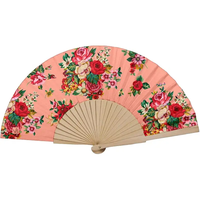 Eventail artisanal en bois de bouleau rose