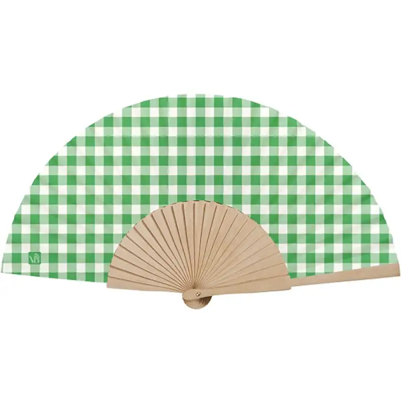 eventail-artisanal-vichy-vert-1 Eventail artisanal vichy vert