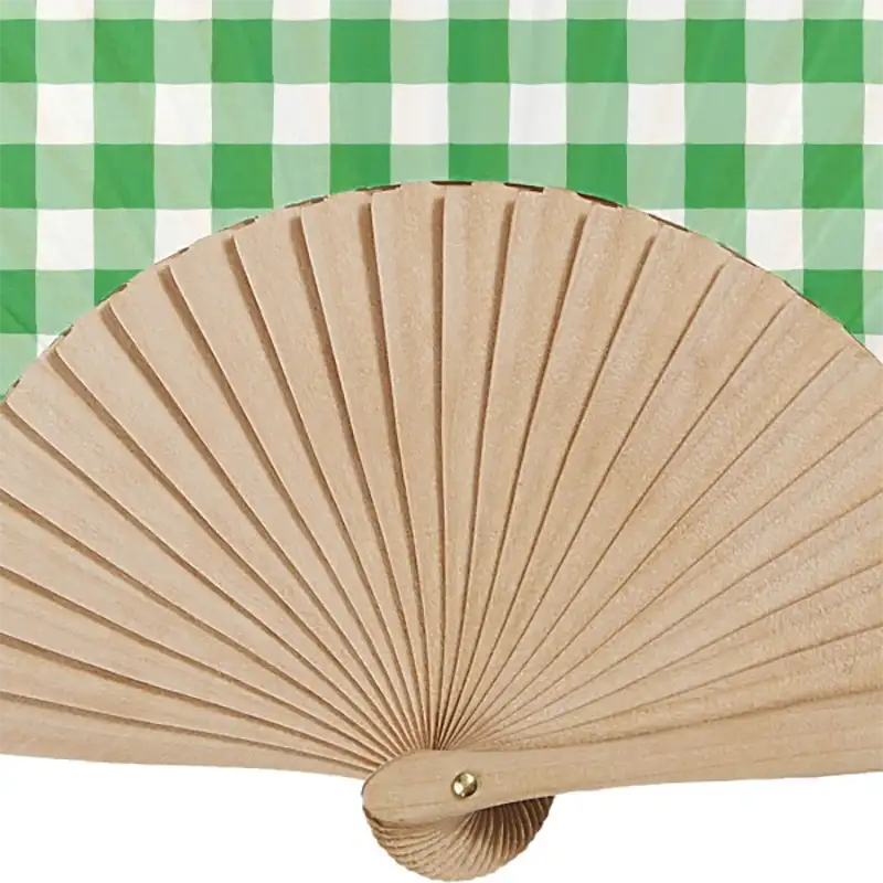 eventail-artisanal-vichy-vert-3 Eventail artisanal vichy vert