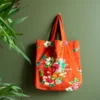 Tote bag en velours orange