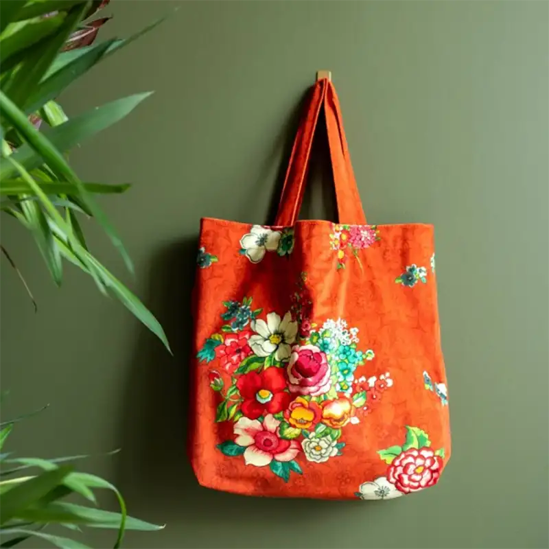 Tote bag en velours orange