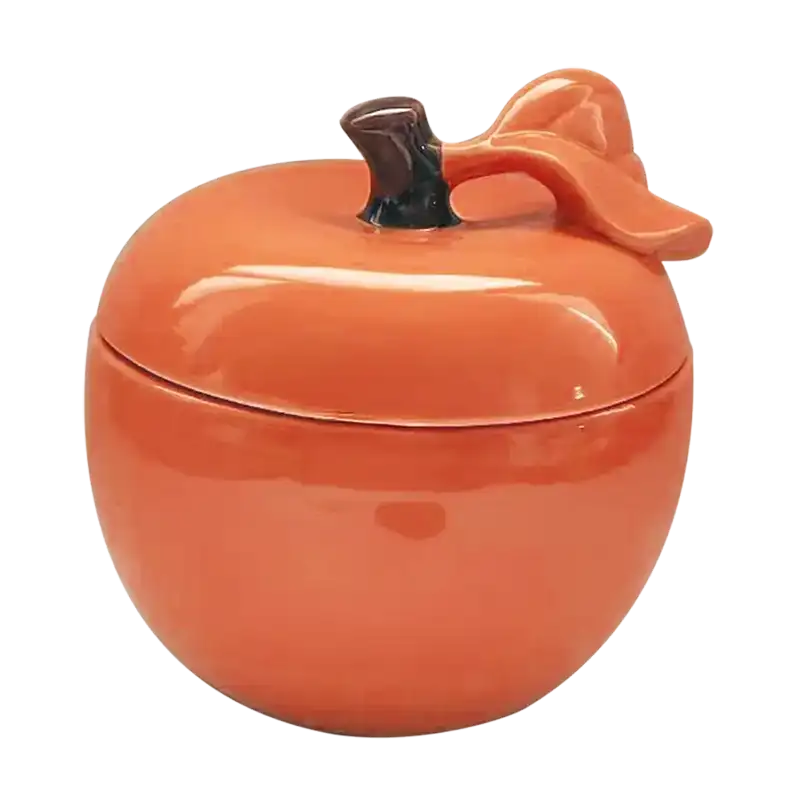 Boîte pomme orange en faïence