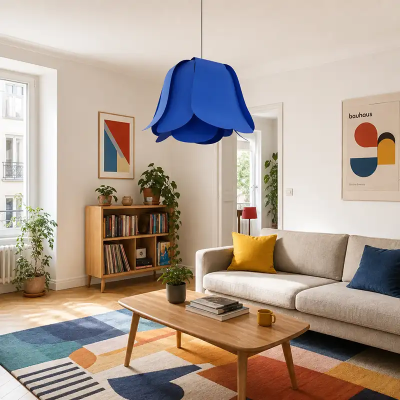 Lampe Tulipe bleue en toile d'ULM