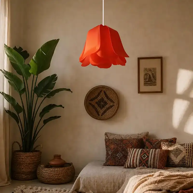 Lampe Tulipe orange en toile d'ULM