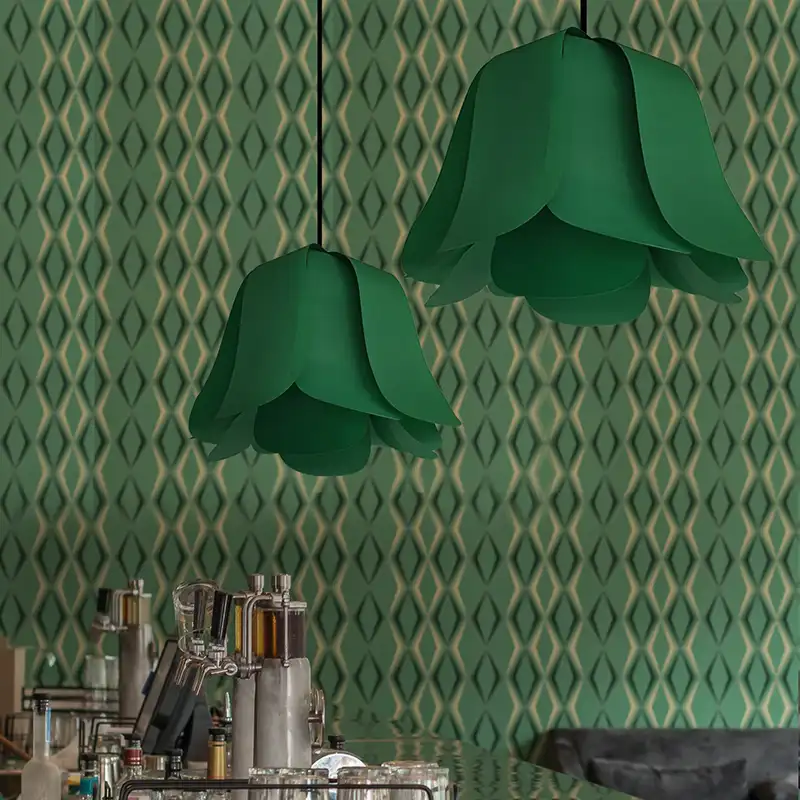 Lampe Tulipe verte en toile d'ULM