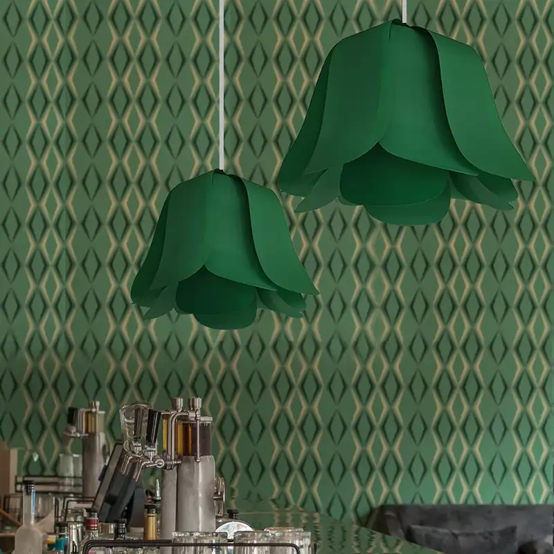 Lampe Tulipe verte en toile d'ULM
