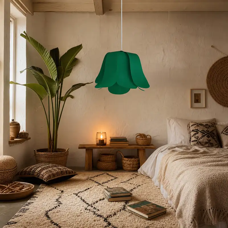Lampe Tulipe verte en toile d'ULM