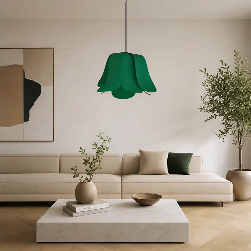 Lampe Tulipe verte en toile d'ULM