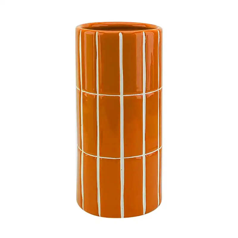 Vase carrelage en faïence orange