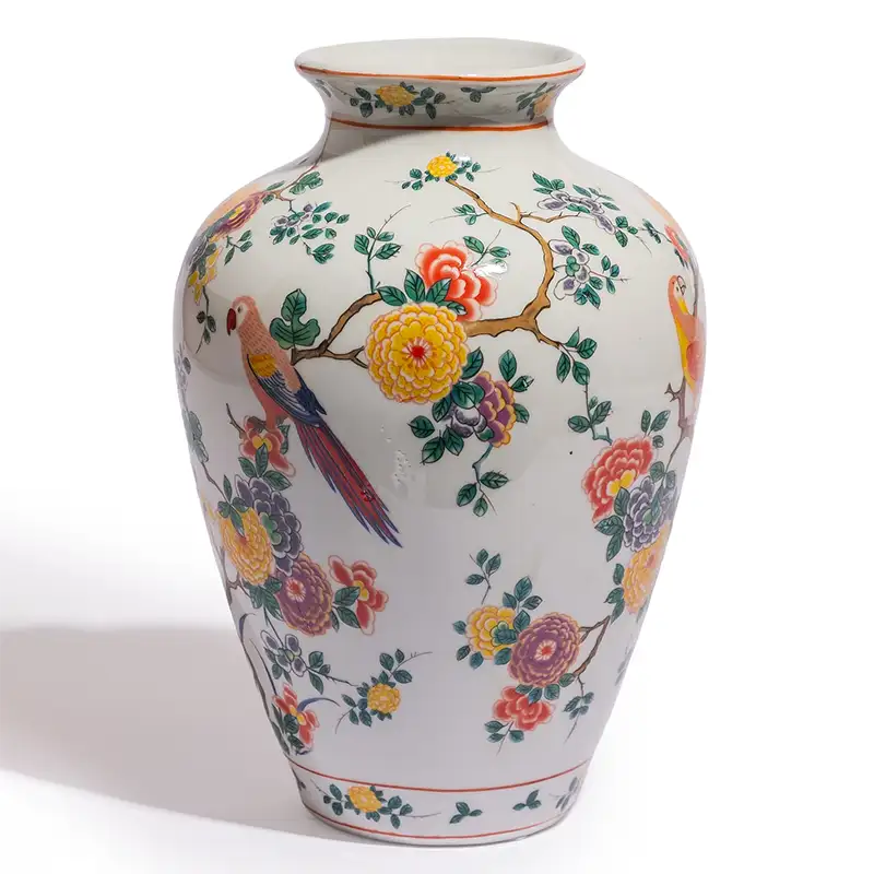 Vase blanc floral en céramique