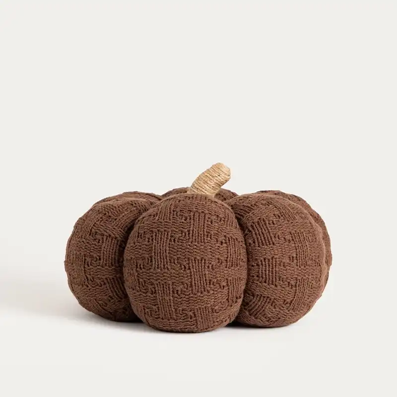 Citrouille en tissu marron chocolat