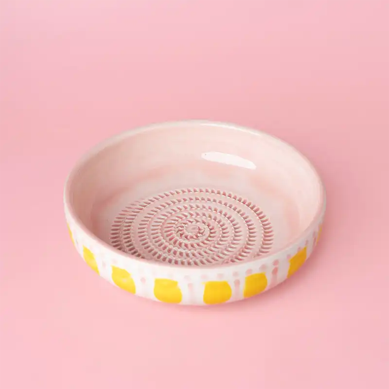 Bol râpe à ail rose en céramique