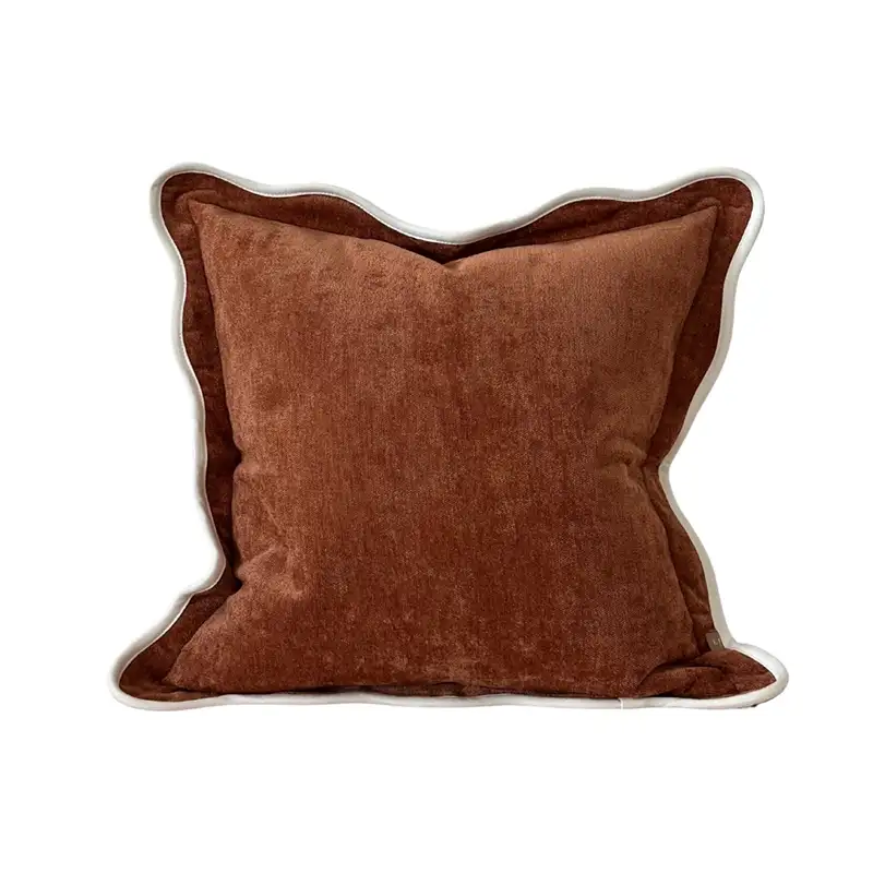 housse-coussin-rouille-2 Housse de coussin rouille avec bord festonné
