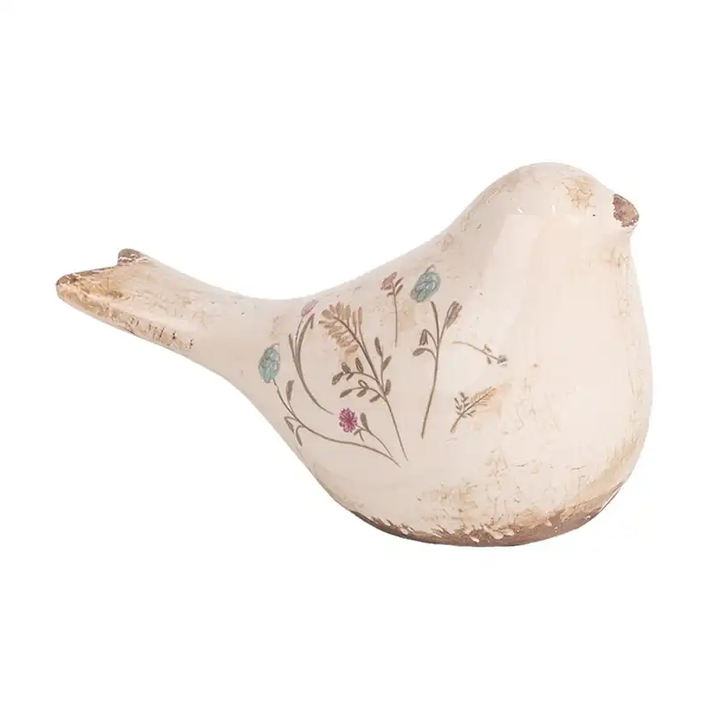 Oiseau en céramique beige